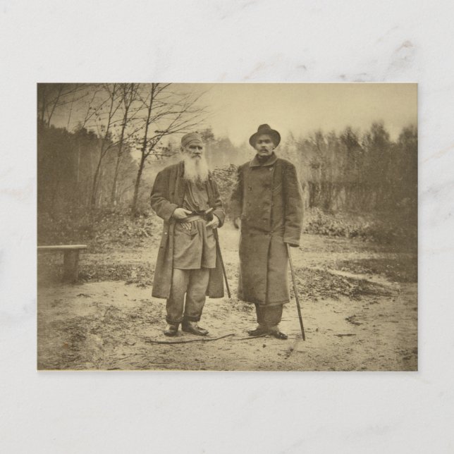 Carte Postale Leo Tolstoï et l'auteur Maxim Gorky (Devant)