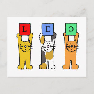 Carte Postale Léo Zodaic Signer Cartoon Chats.