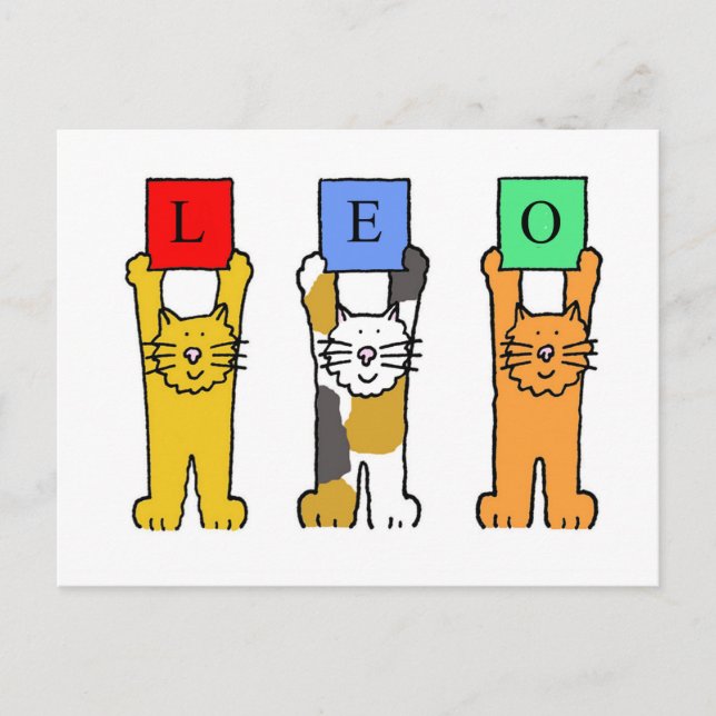 Carte Postale Léo Zodaic Signer Cartoon Chats. (Devant)