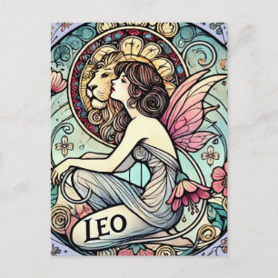 Carte Postale Léo Zodiac Astrologie Fée Plaques Fées