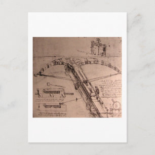 Carte Postale Léonard de Vinci, design pour un énorme arbalète