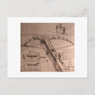Carte Postale Léonard de Vinci, design pour un énorme arbalète