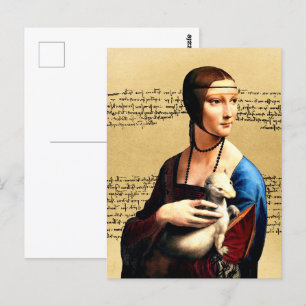 Carte Postale Léonard de Vinci Lady avec Ermine