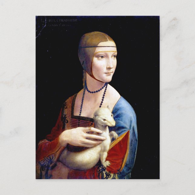 Carte Postale Léonard de Vinci Lady avec une mine (Devant)