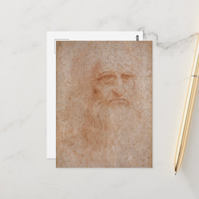 Carte Postale Leonardo Da Vinci, Autoportrait Présumé (Devant/Arrière en situation)