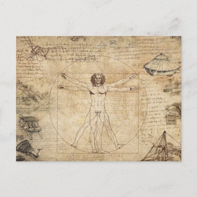 Carte Postale Leonardo Da Vinci L'Homme Vitruvien (Devant)