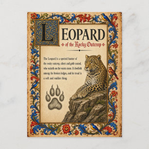 Carte Postale Léopard, Art du Bestiaire Médiéval