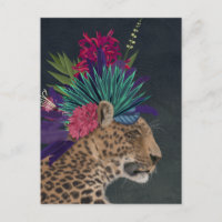 Leopard avec tête tropicale