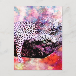 CARTE POSTALE LEOPARD DANS L'ARBRE