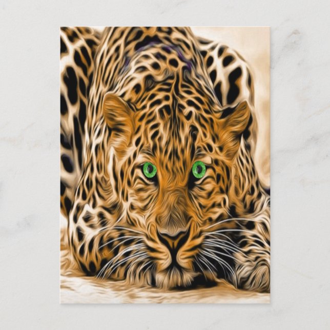 Carte Postale Leopard des yeux verts (Devant)
