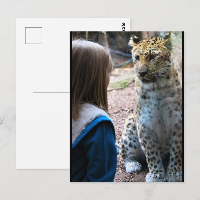 Carte Postale Léopard et enfant (Devant / Derrière)