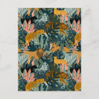 Léopard et tigre tropicaux Motif de la jungle
