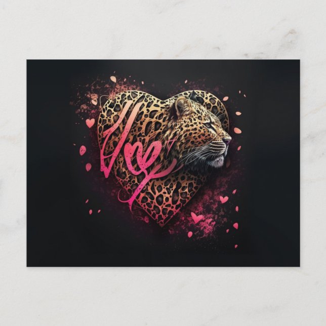 Carte Postale Leopard Heart Love Graffiti Art (Devant)
