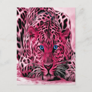Carte Postale Leopard Rose Aux Yeux Bleus