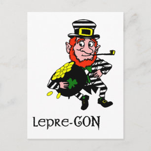 Carte Postale Lepre con Leprechaun Pot de vol d'or