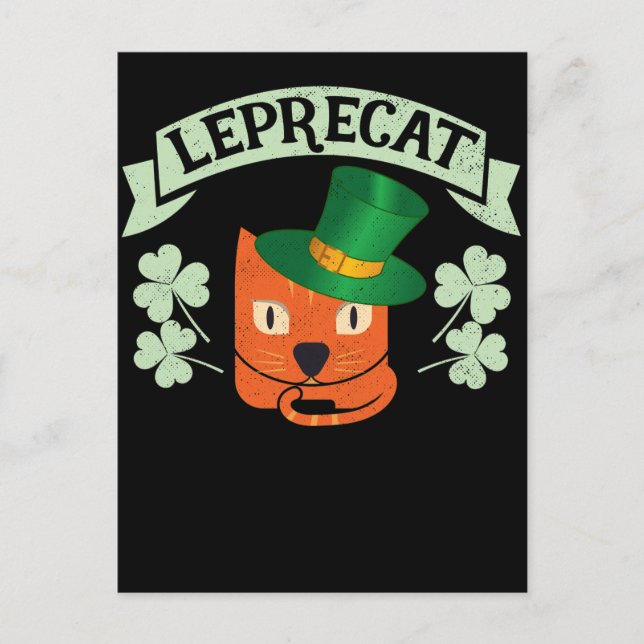 Carte Postale Leprecat Leprechaun Cat Jour de la St Patrick (Devant)