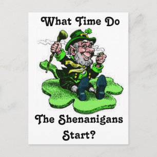 Carte Postale Leprechaun Assis Sur Un Shamrock