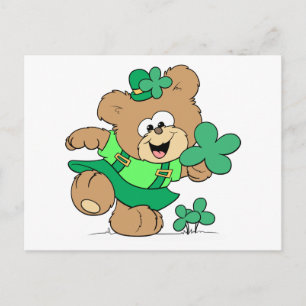 Carte Postale Leprechaun Fille Teddy Ours