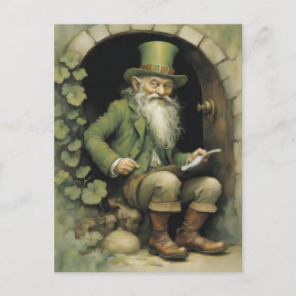 Carte Postale Leprechaun with Shamrocks