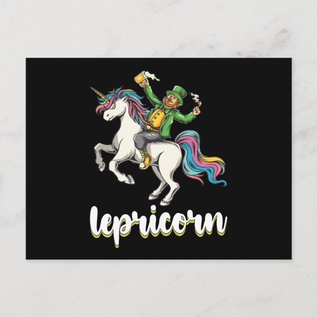 Carte Postale Lepricorn Leprechaun Unicorn St Patrick's Day (Devant)