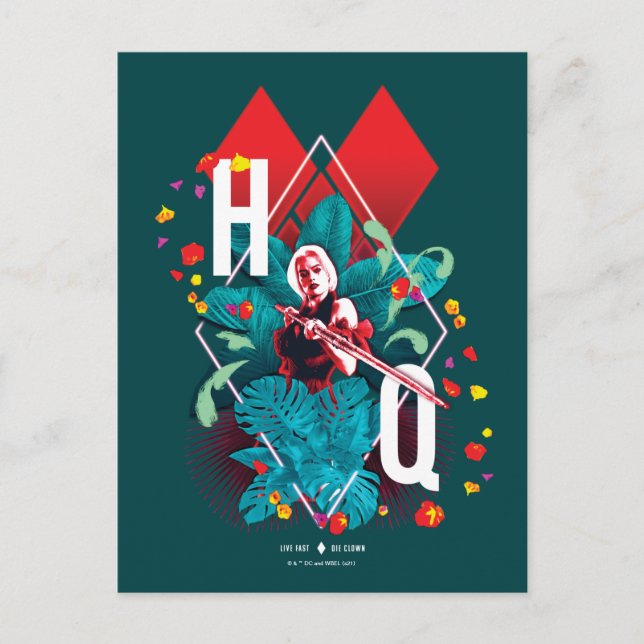 Carte Postale L'équipe du suicide | Harley Quinn Floral Diamond (Devant)