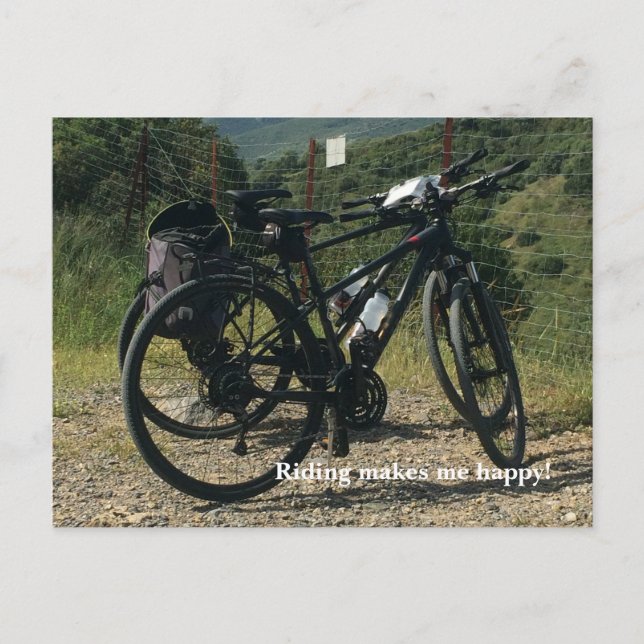 Carte Postale L'Équitation À Vélo Me Rend Heureux (Devant)