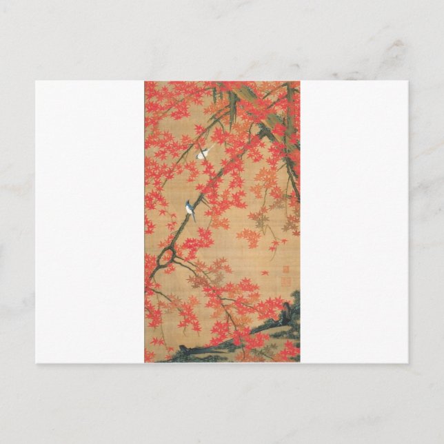 Carte Postale L'érable et les petits oiseaux par Ito Jakuchu (Devant)