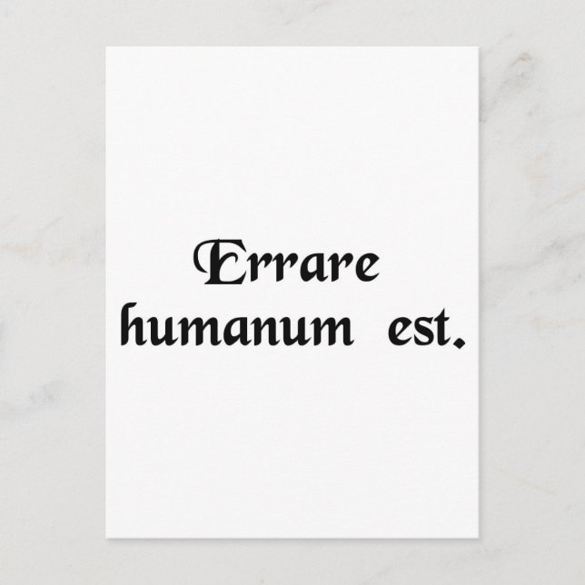 Carte Postale L'erreur est humaine. (Devant)