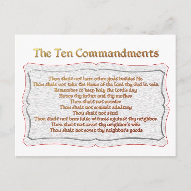 Carte Postale Les 10 commandements (Devant)