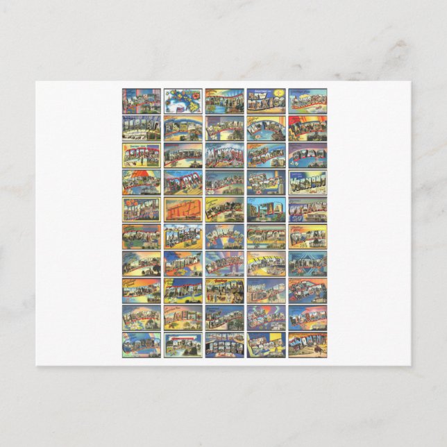 Carte Postale Les 50 États D'Amérique (Devant)