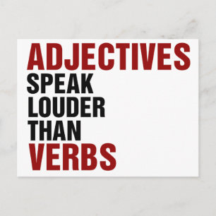 Carte Postale Les adjectifs parlent plus fort que les verbes