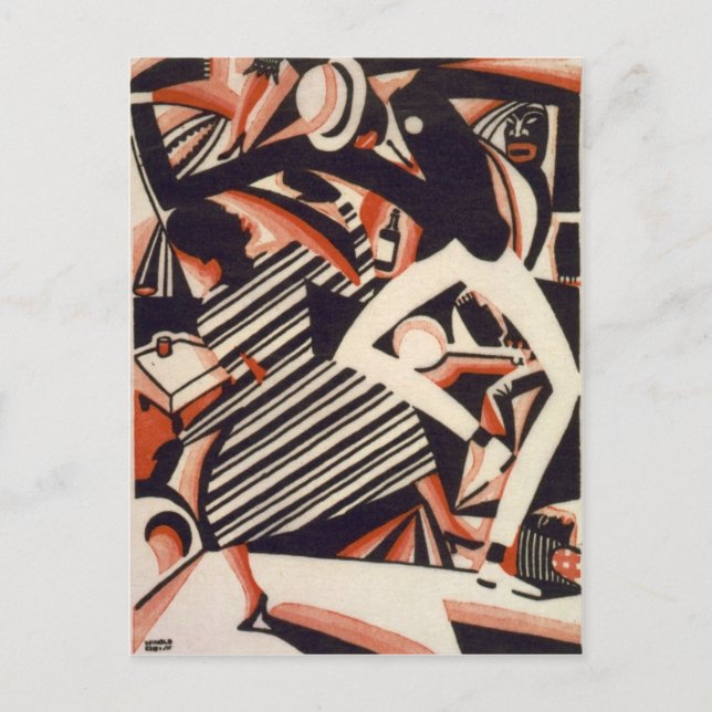 Carte Postale Les Afro-Américains des années 1920 - Dessin en de (Devant)