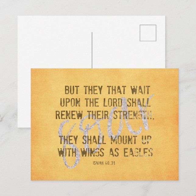 Carte Postale Les ailes comme Eagles Écriture KJV (Devant / Derrière)