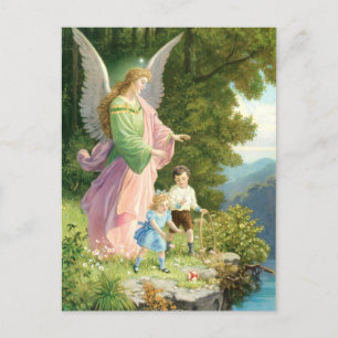 Carte Postale Les anges de la protection et les enfants