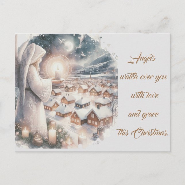 Carte Postale Les anges veillent sur vous style nordique Noël (Devant)