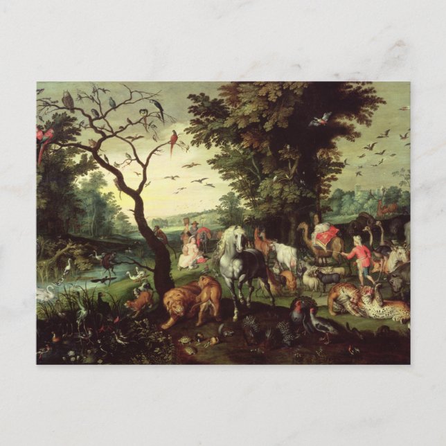Carte Postale Les animaux entrant dans l'arche de Noé (Devant)