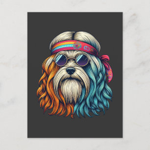 Carte Postale Les années 1960 hippie chien visage animaux drôles