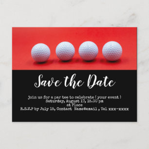 Carte Postale Les balles de golf sont sur l'arrière - plan rouge
