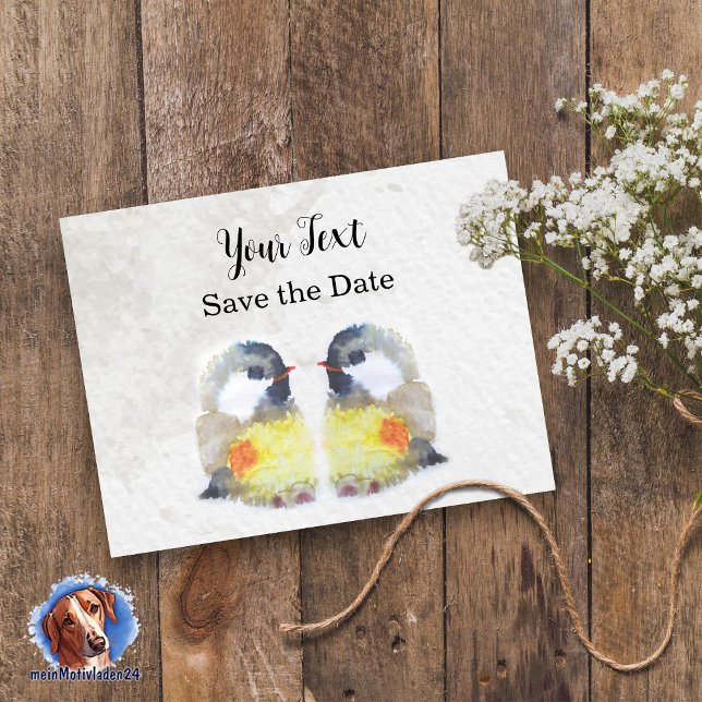 Carte Postale Les Beaux Choux | (niedliche Karte mit 2 Meisen im Aquarell-Design, liebevoll per Hand gemalt - personalisierbar )