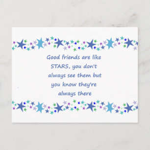 Carte Postale Les bons amis sont comme des étoiles Citation Insp