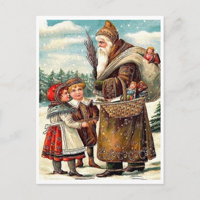 Carte Postale Les bons enfants rencontrent le Père Noël avec des (Devant)