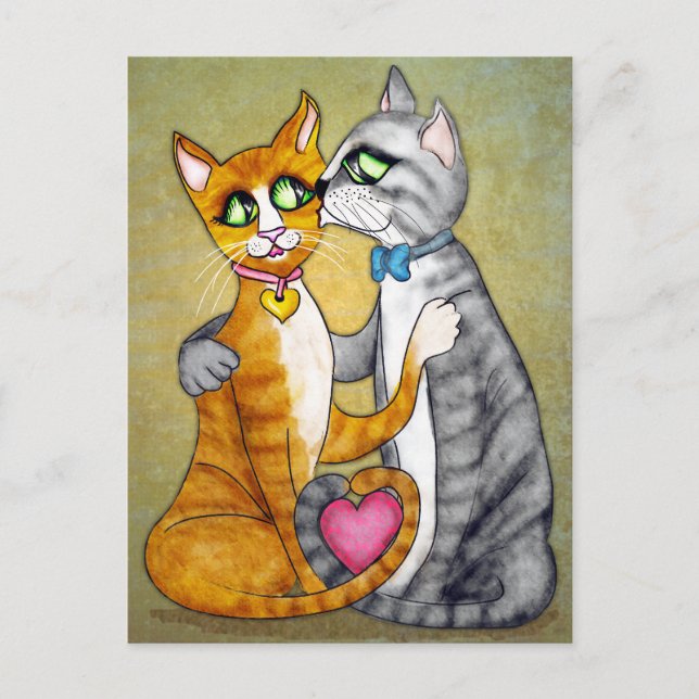 Carte Postale Les câlins et les baisers pour amoureux (Devant)