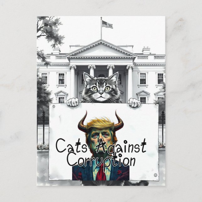 Carte Postale Les chats contre la corruption (Devant)