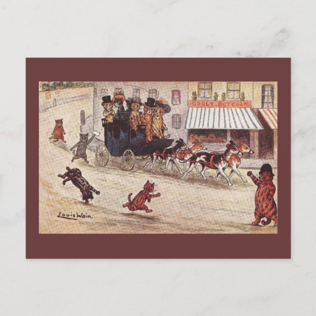 Carte Postale Les chats en coach à High Street (Devant)