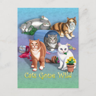Carte Postale Les chats sont devenus sauvages
