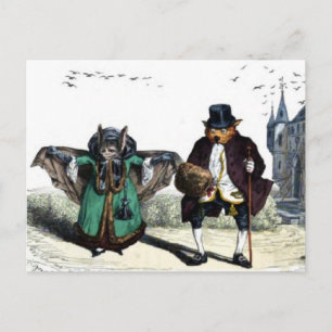 Carte Postale Les chauves-souris habillées comme des gens