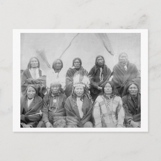 Carte Postale Les chefs indiens Lakota qui ont rencontré le géné (Devant)