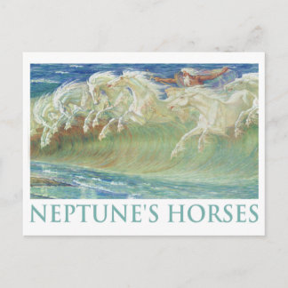 CARTE POSTALE LES CHEVAUX DE NEPTUNE MARCHENT LES VAGUES
