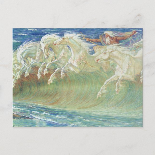 Carte Postale Les chevaux du roi Neptune sur la plage (Devant)