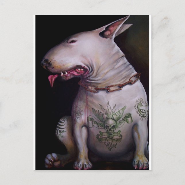 Carte Postale Les chiens mangent des chats (Devant)